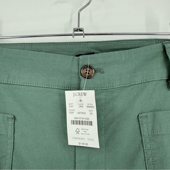 J. Crew Lizzie Linen Cotton High-rise Patch-pocket Wide Leg Pant Green Size 35 - Picture 7 of 15
